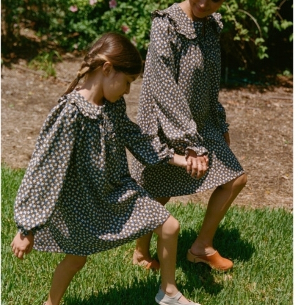 Maison Me Adorable Kids Floral Dress - Brown and White - Picture 6 of 6
